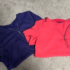 Apt. 9 Women's Zipper Blouses - Navy and Coral